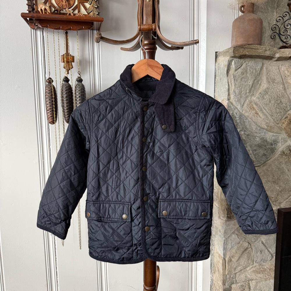E Land Fleece Lined Navy Blue Quilted Jacket